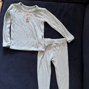 Kyte Baby - Ribbed henley set in dusty blue - 18-24m
